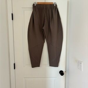 Issey Miyake Taupe Pleated Joggers